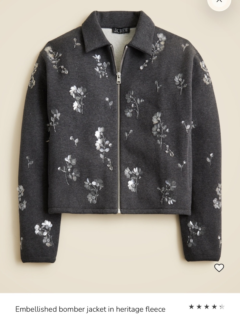 J. Crew Floral Sequin Zip Jacket XXS NWOT!